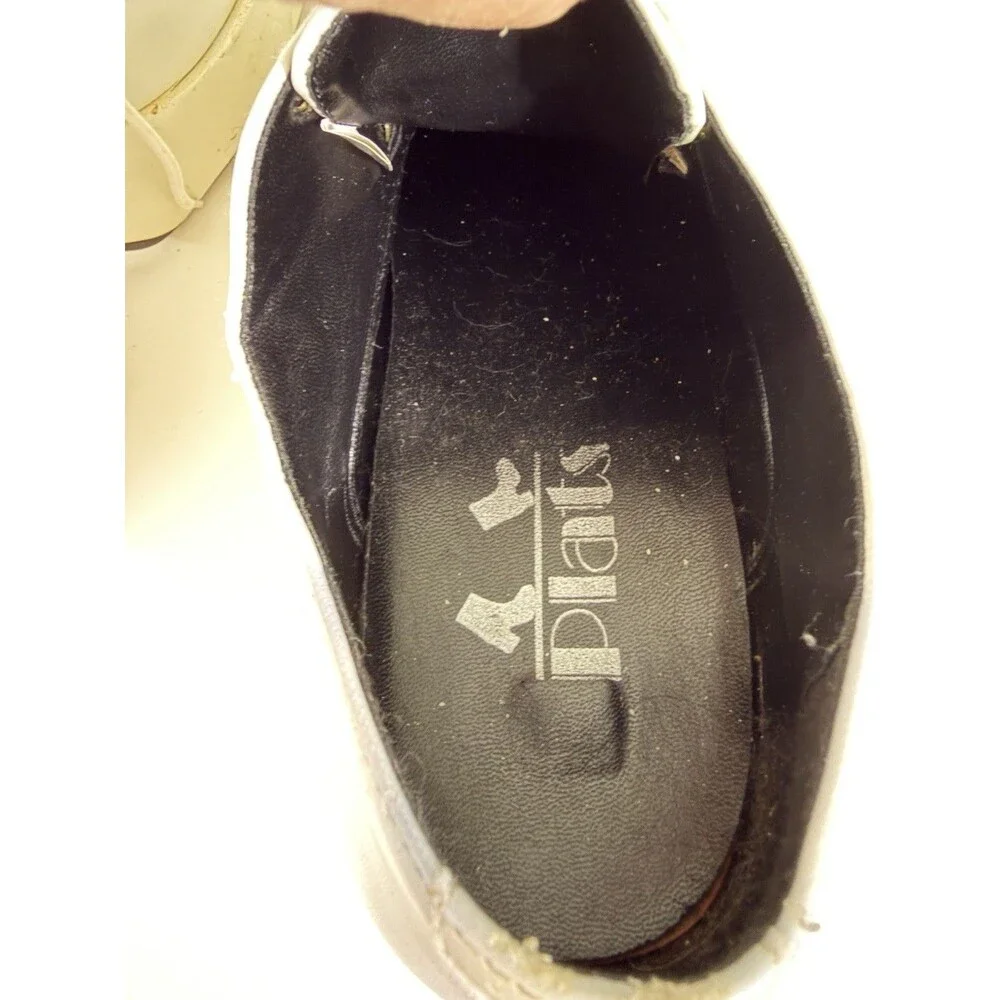 White Patent Men Platform Shoes Dance Party Sz 10-11 Chunky Retro ‘70s Fashion